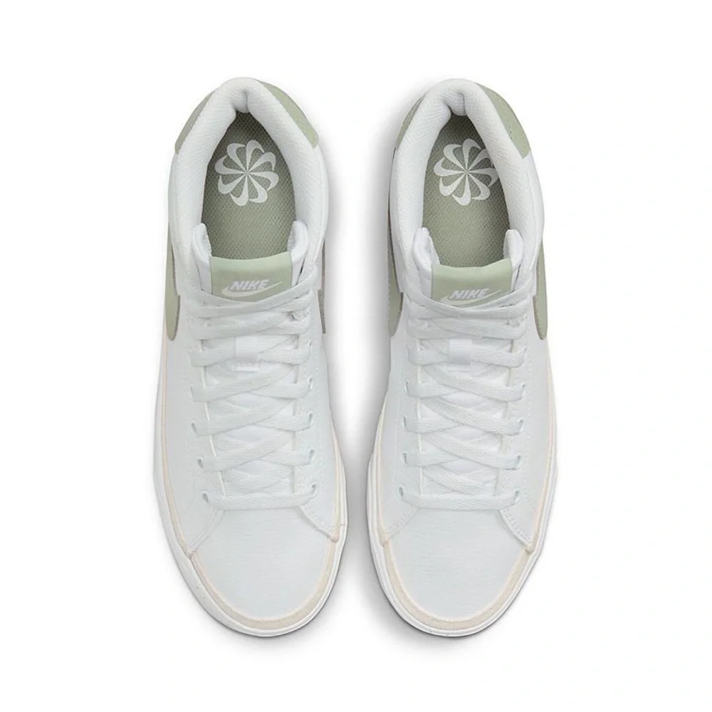Nike W Court Legacy White and Light Green High-Tops - Picture 2 of 2